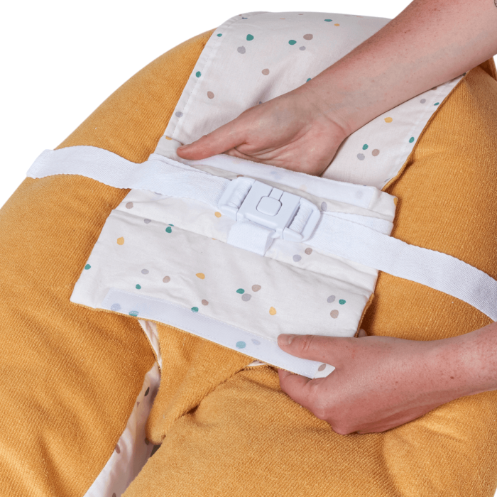 Coussin d'allaitement et de grossesse 3en1 Multirelax éponge jaune pois - Tinéo