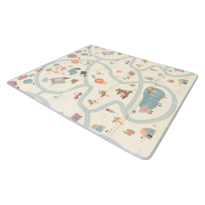 Large reversible play mat with cars/savannah theme - Tinéo