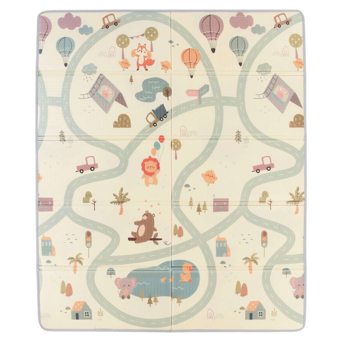 Large reversible play mat with cars/savannah theme - Tinéo