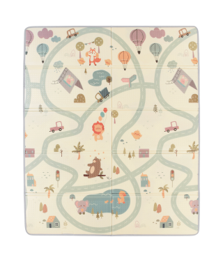 Large reversible play mat with cars/savannah theme - Tinéo