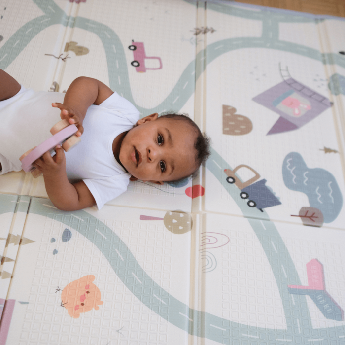 Large reversible play mat with cars/savannah theme - Tinéo