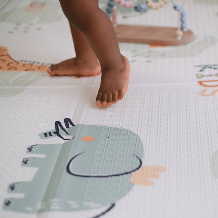 Large reversible play mat with cars/savannah theme - Tinéo