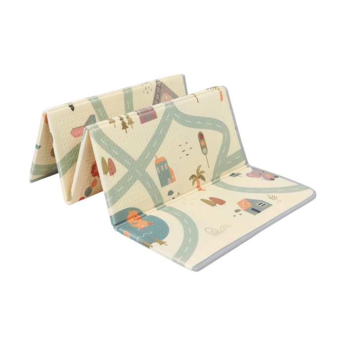 Large reversible play mat with cars/savannah theme - Tinéo