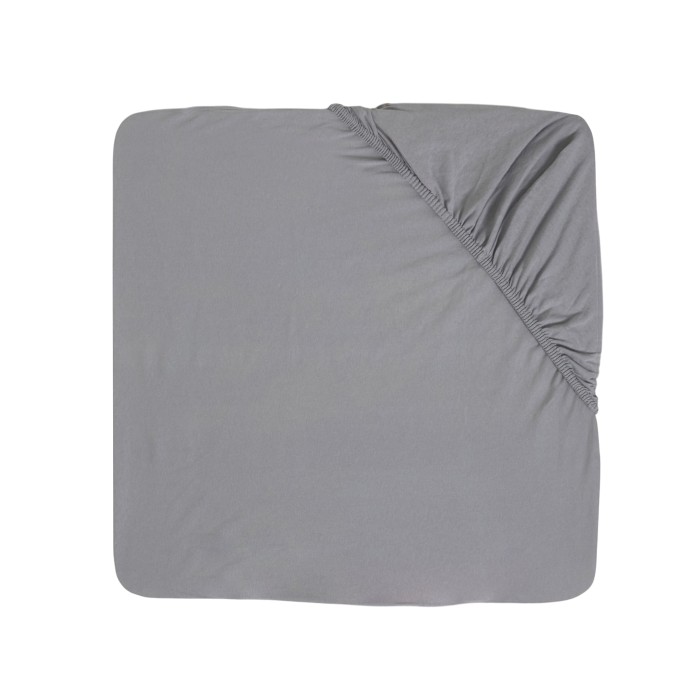 Drap housse Jersey coton 60x120cm Gris - Candide - Angle retroussé