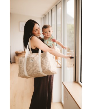 Leopard print diaper bag in coffee brown